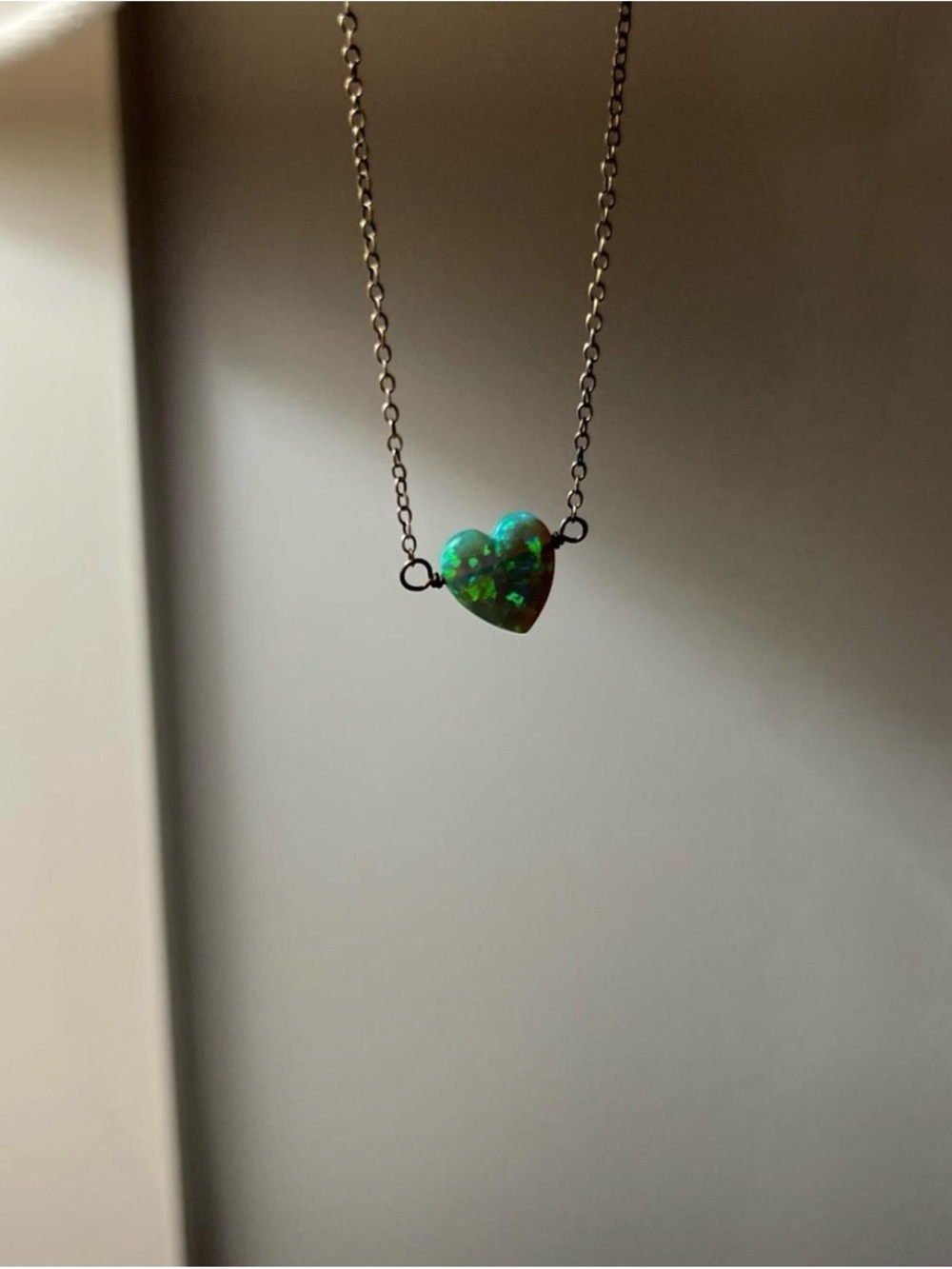 Silver Heart Opal Pendant Necklace